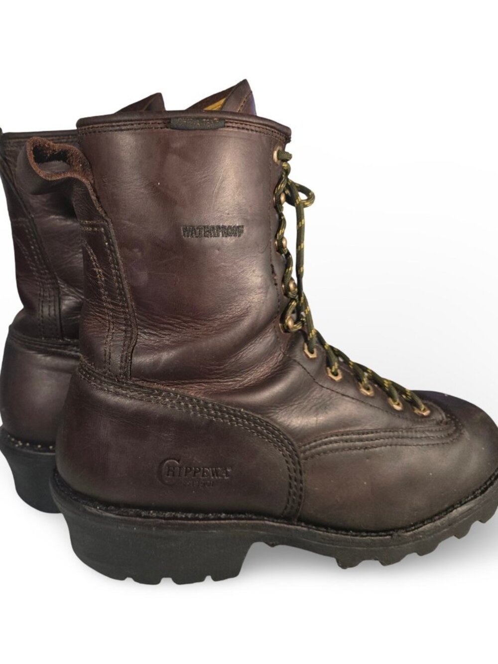 Chippewa 73102 Logger Work Boots Mens 13W Brown Leather Vibram Sole Made in USA